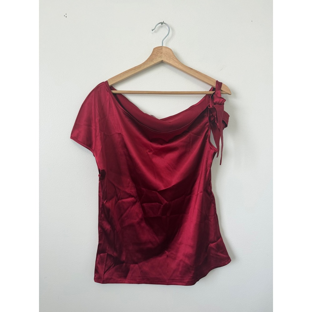 VIDUSSA Women's Off-Shoulder Silk Top – Red – Size Medium – NWT - Picture 2 of 5